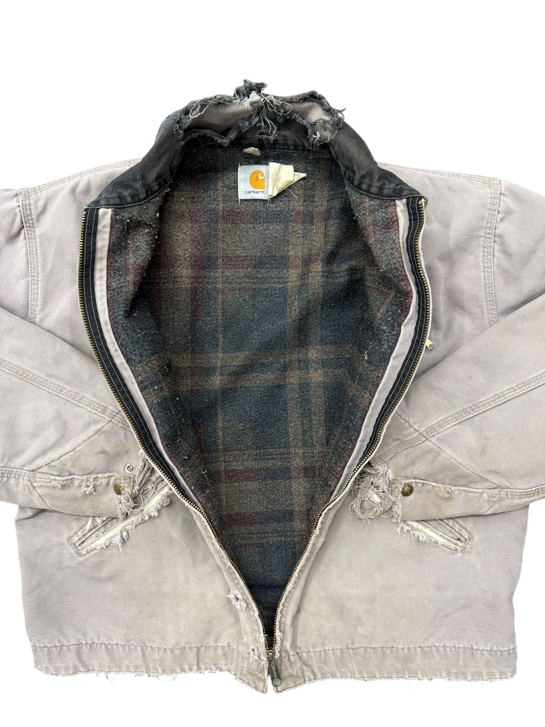 Grey Distressed Carhartt Detroit Jacket – Curated By Julz