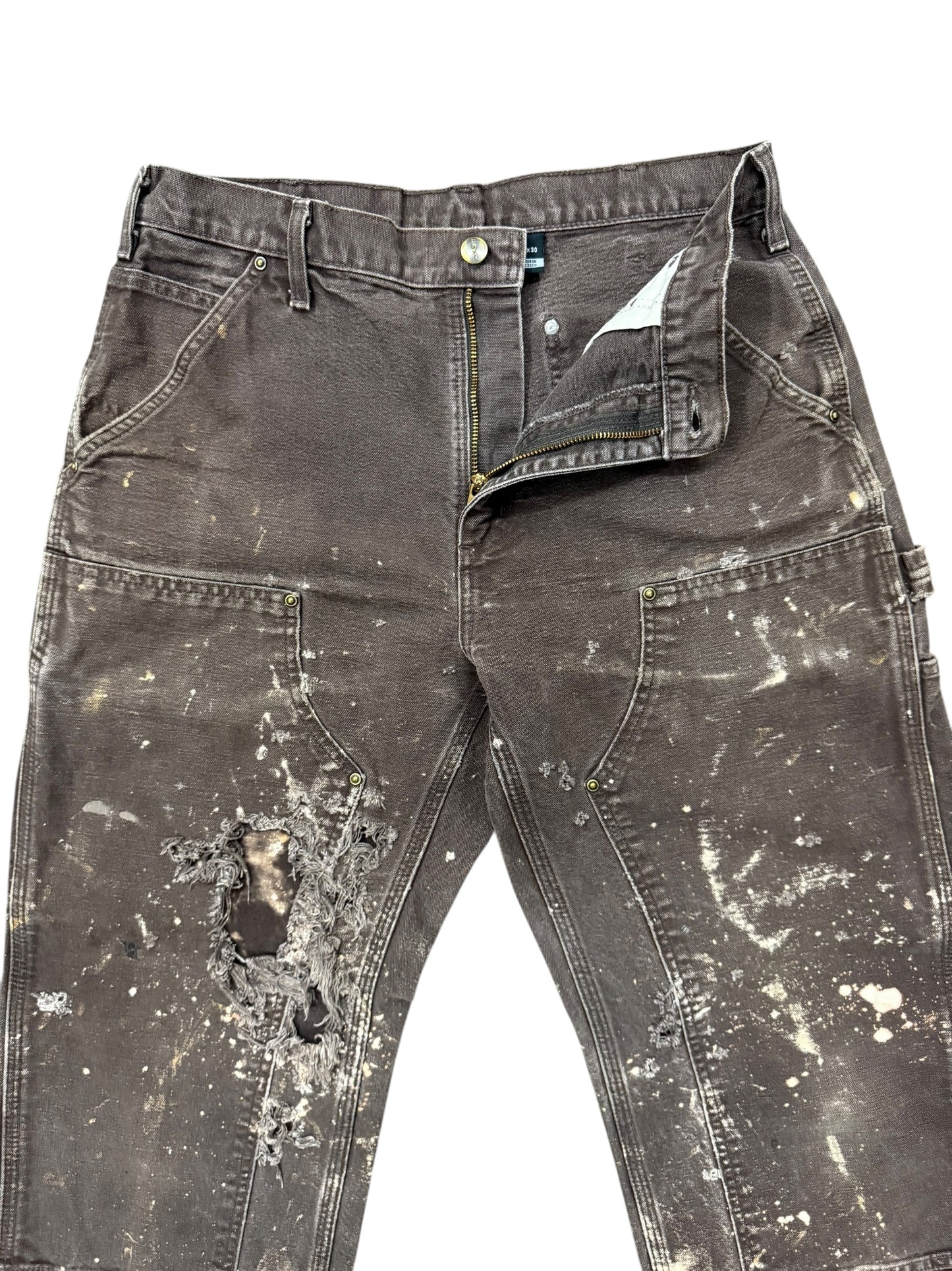 Distressed & Bleached Brown Carhartt Double Knees