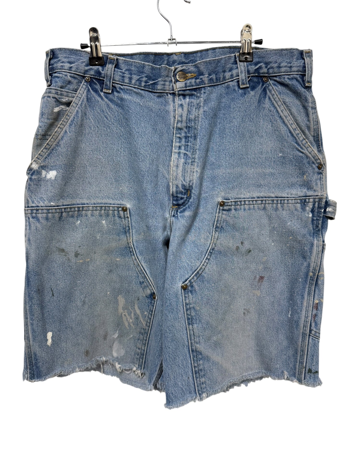 Light Wash Cutoff Double Knee